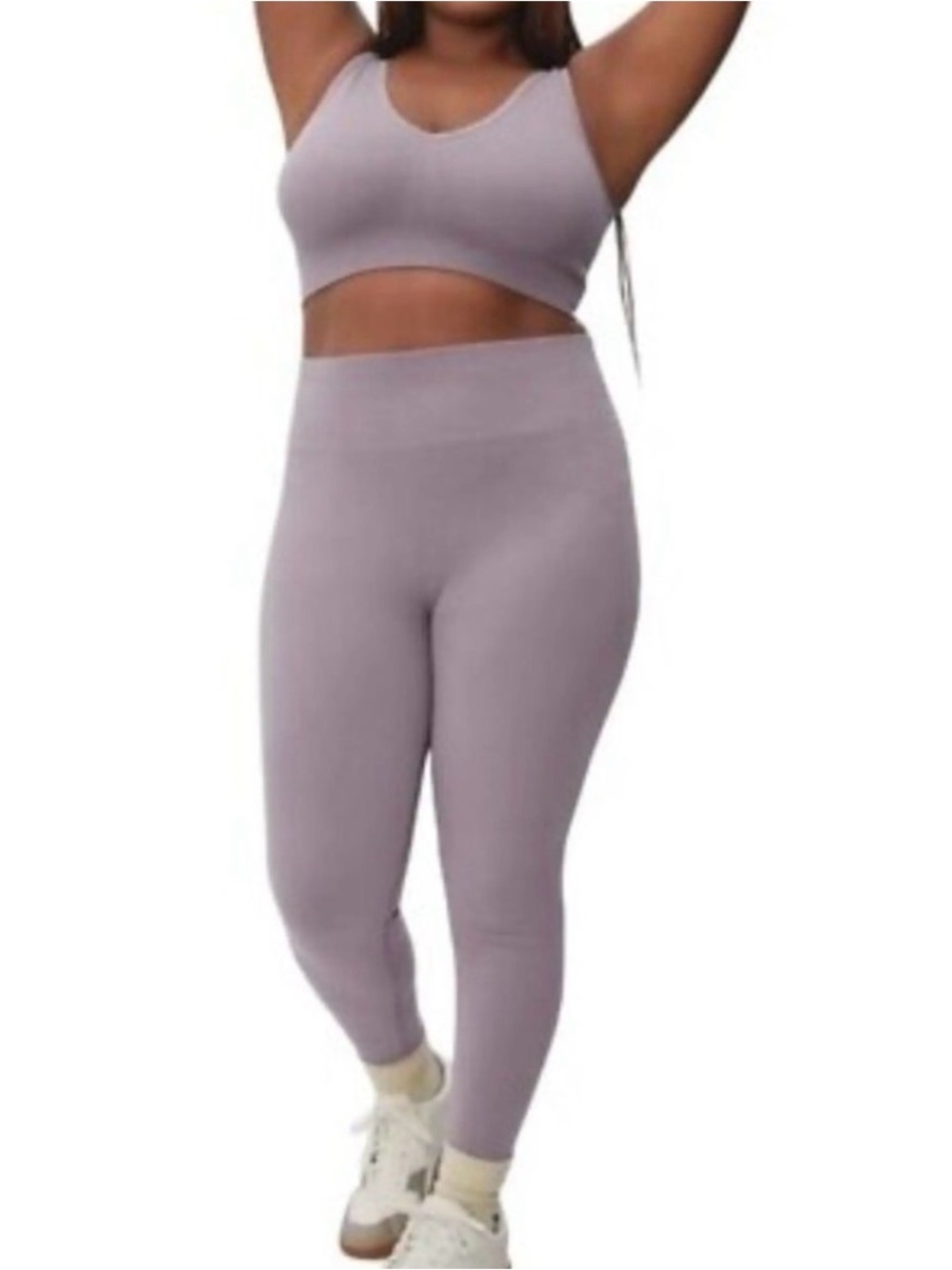 Everlane Seamless Rib Knit Leggings Purple M/L NWT High Rise Stretch